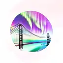 San Francisco Bridge with Auroras borealis  tattoo design idea
