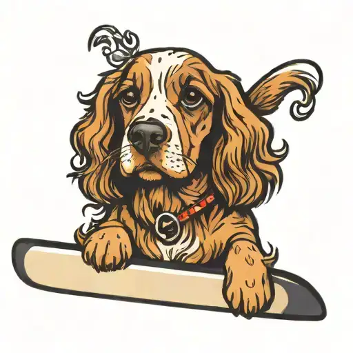 paddleboard cocker spaniel tattoo design idea