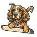 paddleboard cocker spaniel tattoo design idea