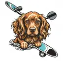paddleboard cocker spaniel tattoo design idea