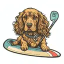 paddleboard cocker spaniel tattoo design idea