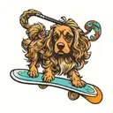 paddleboard cocker spaniel tattoo design idea