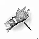 Wrist chain with letter RB tattoo design idea