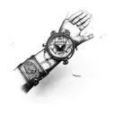 Wrist chain with letter RB tattoo design idea