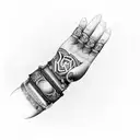 Wrist chain with letter RB tattoo design idea