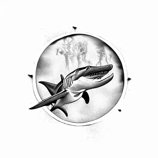 A hammerhead shark swimming tattoo design idea