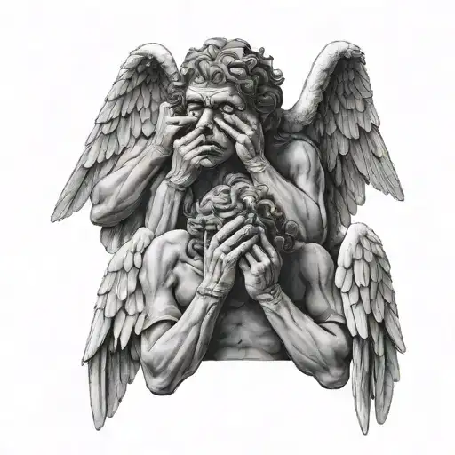 angel see no evil speak no evil say no evil tattoo design idea