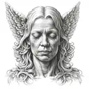 1 angel angel covering eyes, 1 angel covering mouth, 1 angel covering ears  tattoo design idea