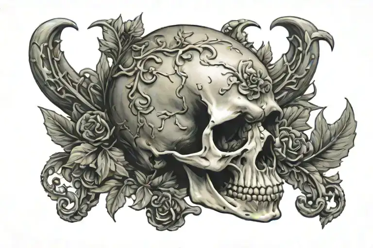 Skull and bones tattoo design idea