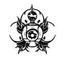Design a traditional tattoo featuring iconic symbols from Star Wars and Jujutsu Kaisen tattoo design idea