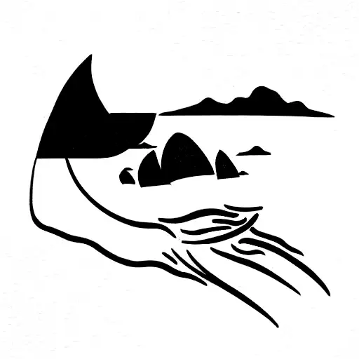 beach on the sea maori style tattoo design idea