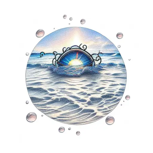 beach sunset and sea tattoo design idea