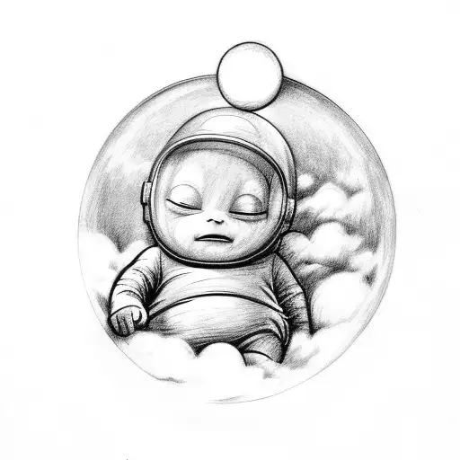 sleeping Teletubbie on a cloud tattoo design idea