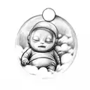 sleeping Teletubbie on a cloud tattoo design idea