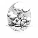 sleeping Teletubbie on a cloud tattoo design idea