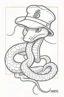 a python eatin' a little mouse Wearin' a sailor hat that says snake farm tattoo design idea
