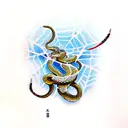 snake stuck in a spider web tattoo design idea