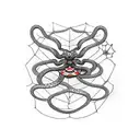 snake stuck in a spider web tattoo design idea