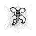 snake stuck in a spider web tattoo design idea