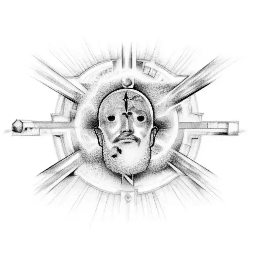 the creation of Adam painting as a tattoo on a chest but replace god with science or scientific items tattoo design idea