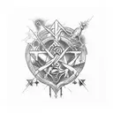 the creation of Adam painting as a tattoo on a chest but replace god with science or scientific items tattoo design idea