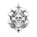 the creation of Adam painting as a tattoo on a chest but replace god with science or scientific items tattoo design idea