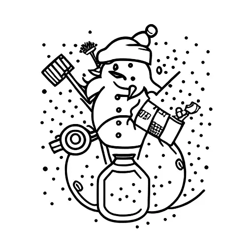 Mixing cocktail shakers shaped like snowboarders tattoo design idea