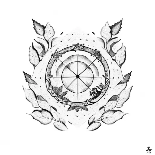 Wreath of laurel leaves with Zodiac signs tattoo design idea