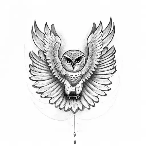Owl spread wings tattoo design idea