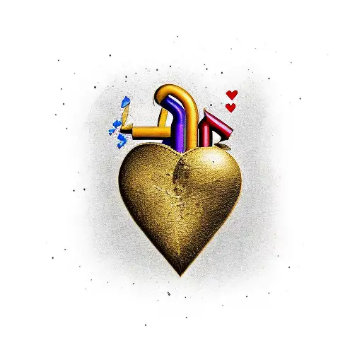 Broken heart of gold tattoo design idea