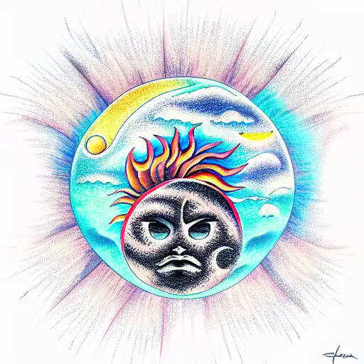 Sun and Moon tattoo design idea