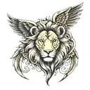 wings with a lion tattoo design idea