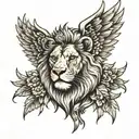 wings with a lion tattoo design idea