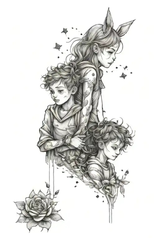 late little brother sister bond tattoo design idea