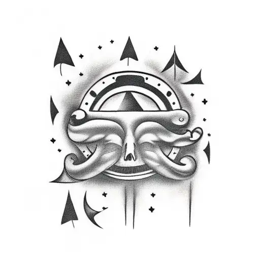 Album Cover from Dream Theaters Black Cöouds and silver linings with campfire in it tattoo design idea