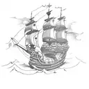 1. Ship 2. Ship sinking 3. Ship with pirates tattoo design idea