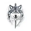 sword with a wolf tattoo design idea