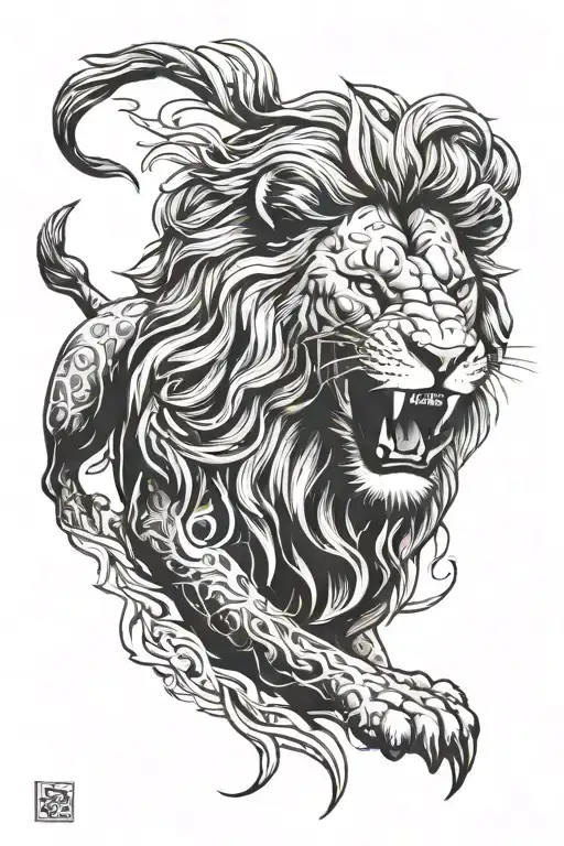 lion roaring tattoo design idea