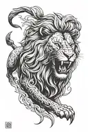 lion roaring tattoo design idea