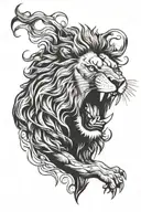 lion roaring tattoo design idea