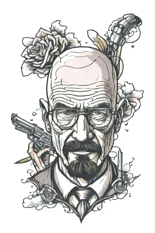 half Walter white half Jesse pink man tattoo   tattoo design idea