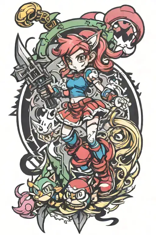 Mario sonic jinx final fantasy battle tattoo design idea