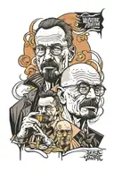 half  Walter white half Jessie pinkman two face tattoo design idea