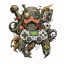 video game collage tattoo design idea