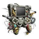 video game collage tattoo design idea