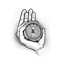 praying hands with watch tattoo design idea