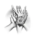 praying hands with watch tattoo design idea