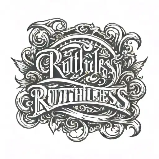 calligraphy word of "ruthless" tattoo design idea