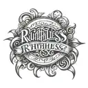 calligraphy word of "ruthless" tattoo design idea