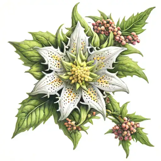 edelweiss stemless flower tattoo design idea
